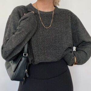 Charcoal Butter Soft Vintage Oversized Slouchy Knit Sweater Top